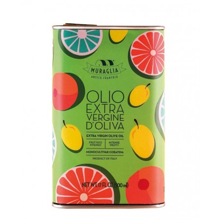 BIDON DE HUILE D'OLIVE DECORS "Les fruits Méditerranéens Vert" (Fruit  intense)